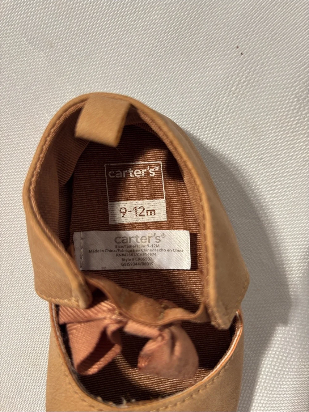 Carter's Brown Toddler Mary Jane Shoes with Ribbon Tie